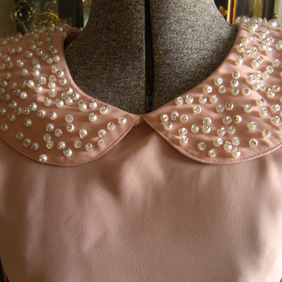 PEARL COLLAR PEPLUM TOP S - Picture 2 of 5